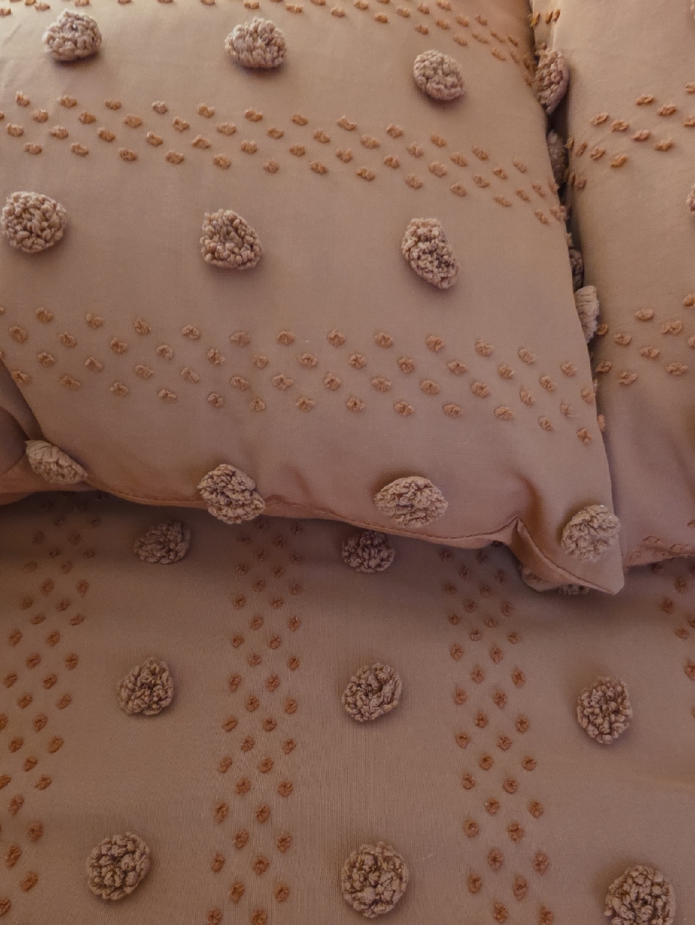 Plush Pom-Pom Dot Queen Comforter nd Shams in Orange